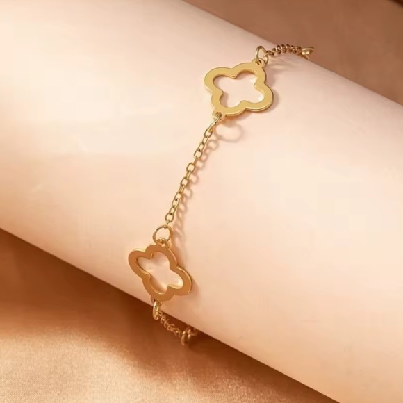 18 K Gold Clover bracelet adjustable luxury gold - Picture 8 of 8